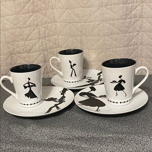 Elegant Black and White Coffee Mug Set.  Rebecca Moses